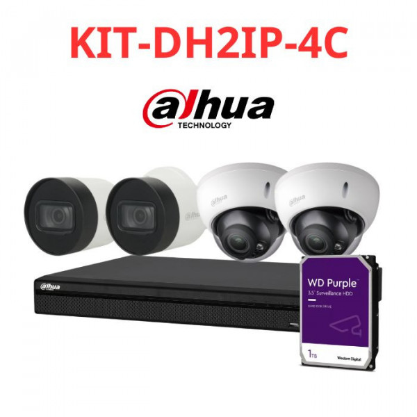 Bộ KIT 4 camera IP Dahua 2MP giá rẻ KIT-DH2IP-4C