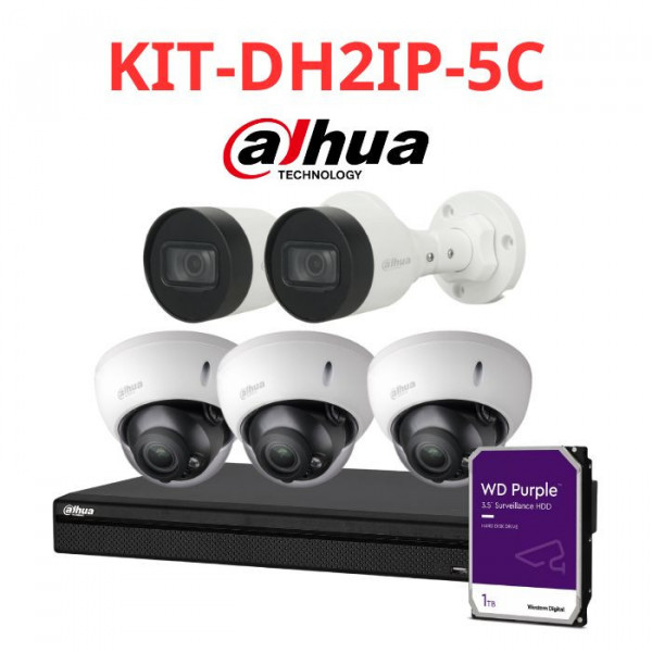 Bộ KIT 5 camera IP Dahua 2MP giá rẻ KIT-DH2IP-5C