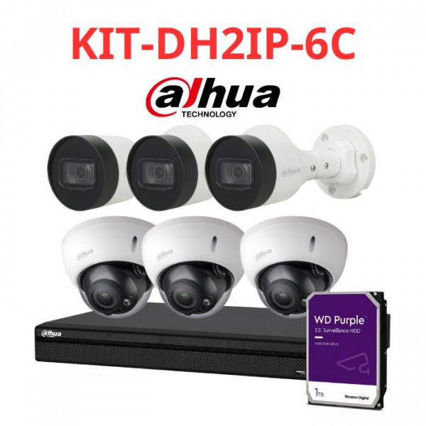 Bộ KIT 6 camera IP Dahua 2MP giá rẻ KIT-DH2IP-6C