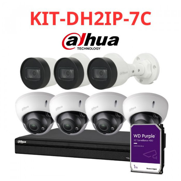 Bộ KIT 7 camera IP Dahua 2MP giá rẻ KIT-DH2IP-7C