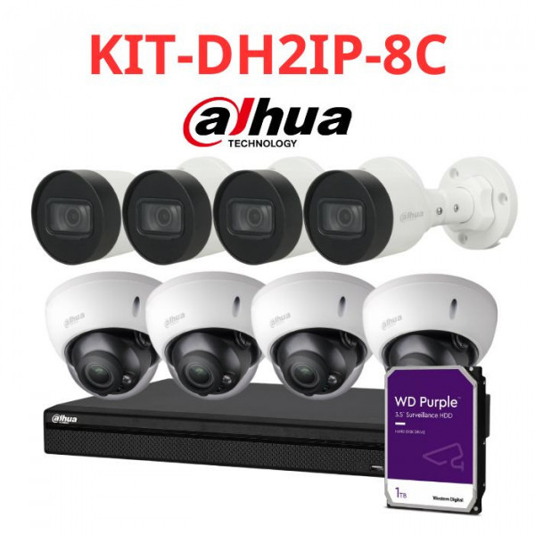 Bộ KIT 8 camera IP Dahua 2MP giá rẻ KIT-DH2IP-8C